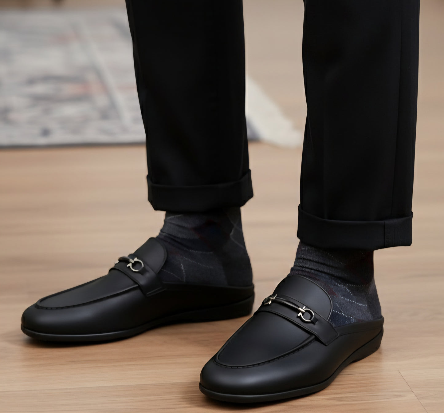 MIB PURE BLACK LEATHER MEDICATED HANDMADE MULE