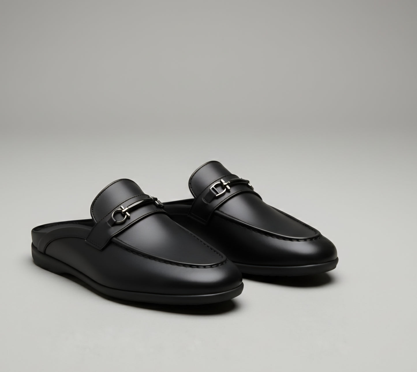 MIB PURE BLACK LEATHER MEDICATED HANDMADE MULE